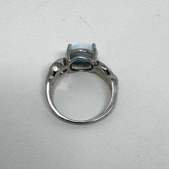 Sterling Silver Ring with Larimar Sky Blue Round gemstone - Picture 5 of 6